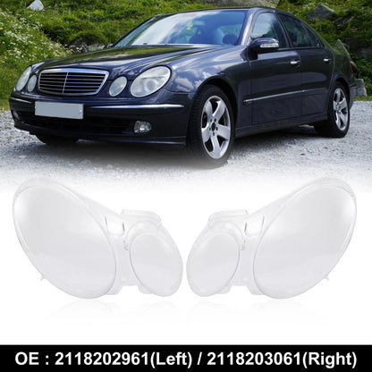 Headlight Lens Cover Shell Front Pair Replacement for Mercedes-Benz W211 (2002–2008)