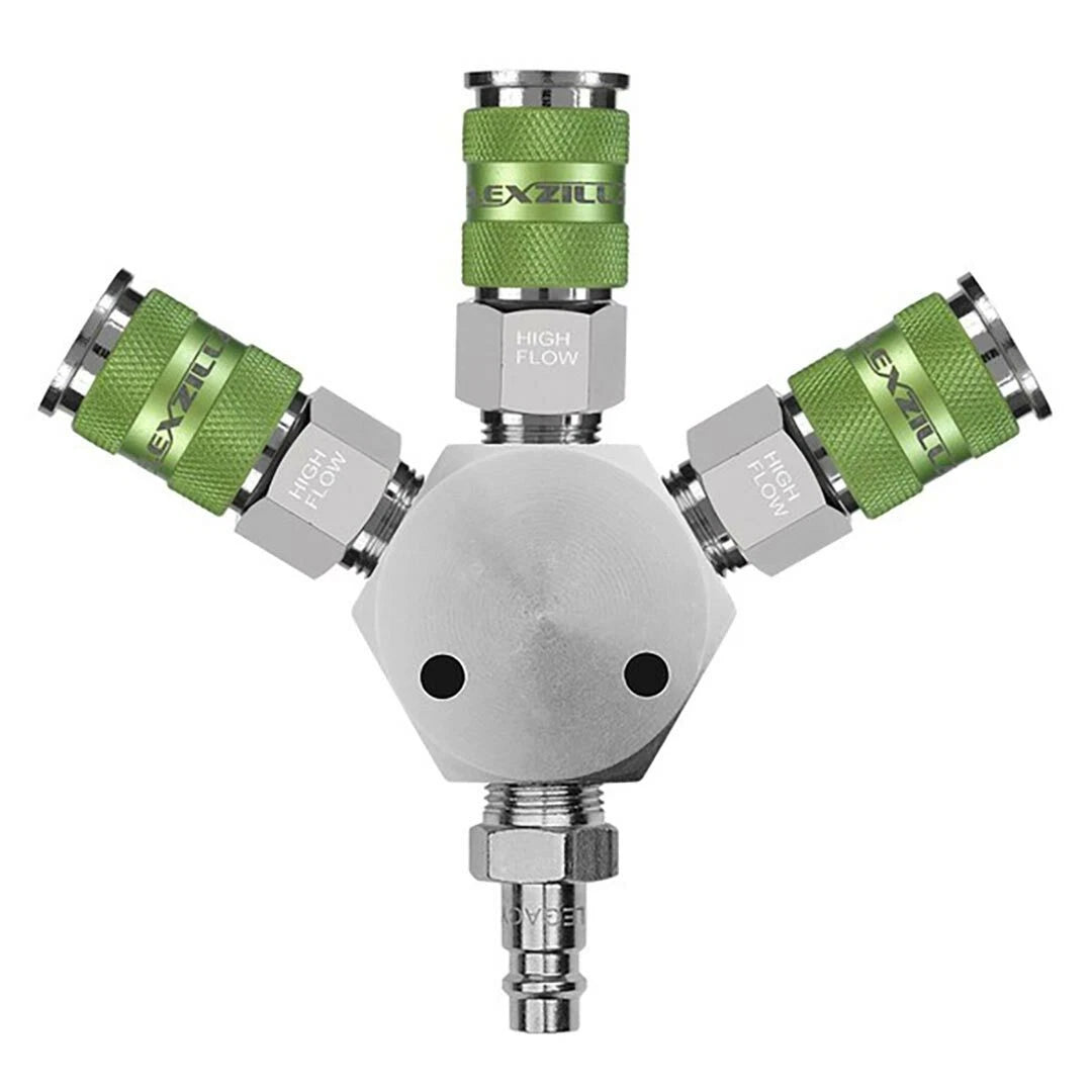 3-Way Manifold with Couplers & Plug for Flexzilla A86666FZ (NPT 3/8")