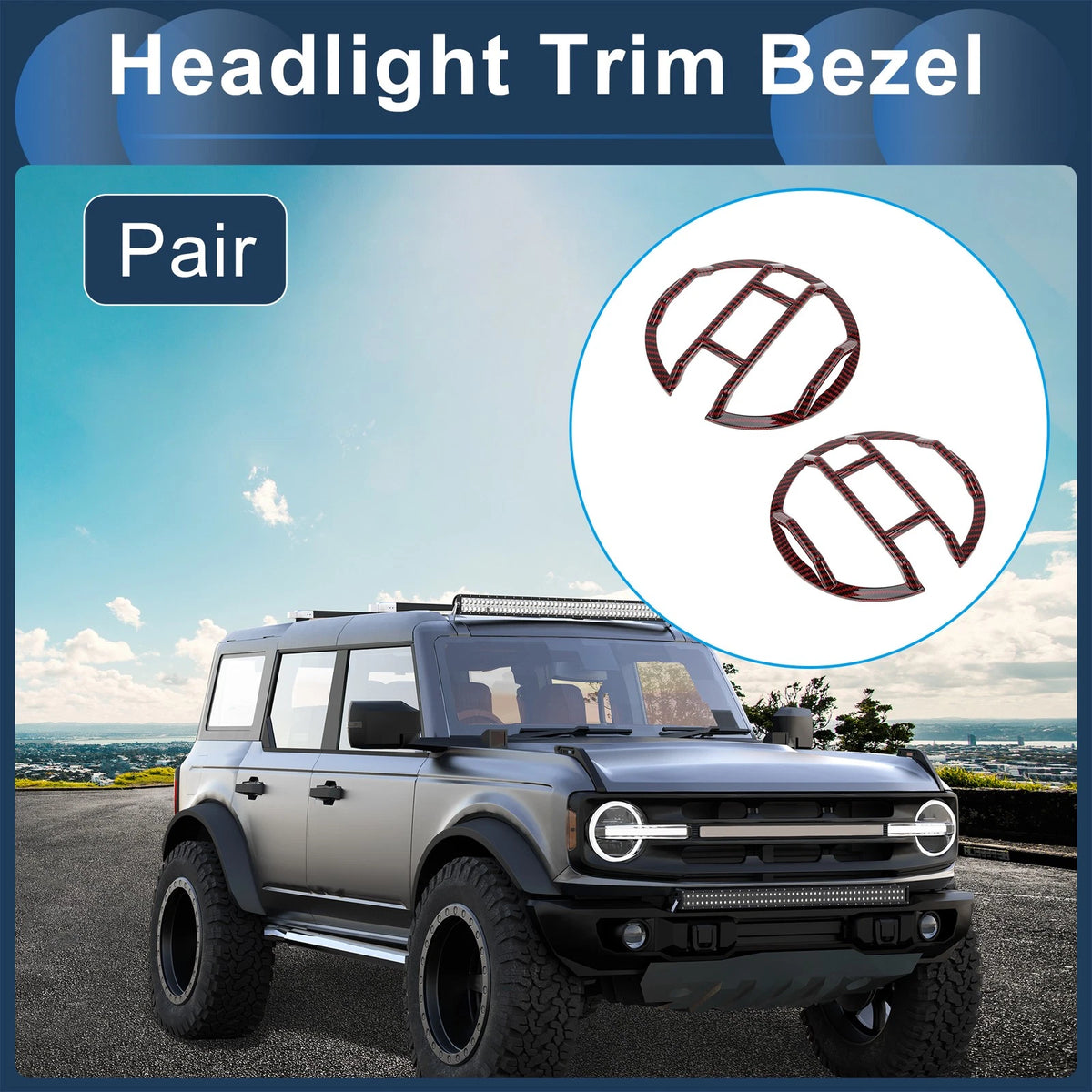 Set of 2 Headlight Trim Bezels for Ford Bronco (2021–2024)