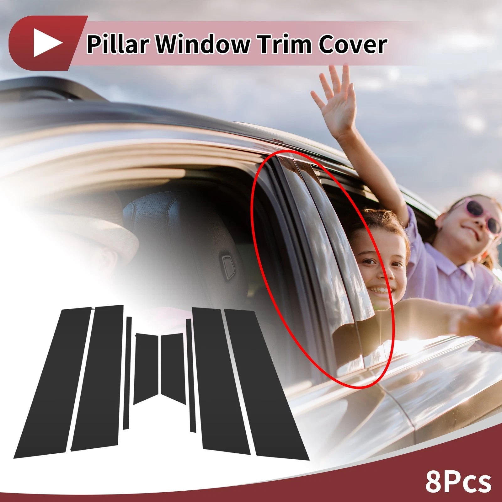 Door Pillar Window Trim Replacement for Chevrolet Onix 2020-2023 Black Left Right