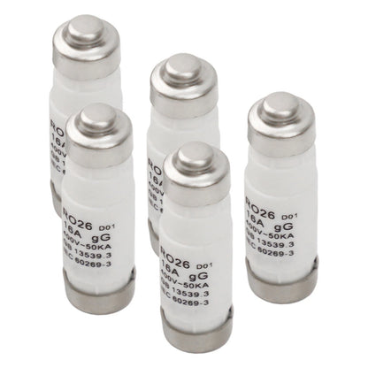 Pack of 5 Spiral Fuses RO26 D01 400V 16A for Circuit Protection