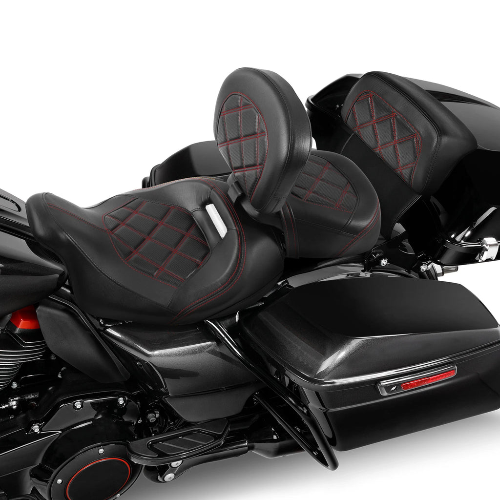 Backrest Pad Set for Harley Street Glide (2014–2023) - Black Red
