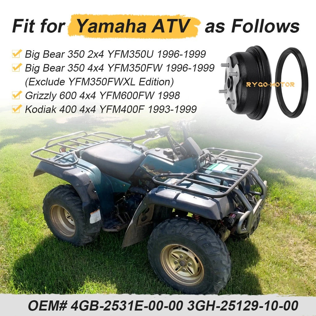 Rear Brake Drum w/Seal for Yamaha Kodiak 400 YFM400FW Grizzly 600 YFM600 (1993–1999)