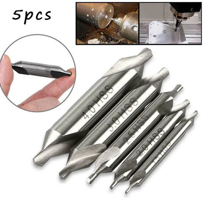 Set of 5 Durable Combined Center Fixed Point Drill Bits