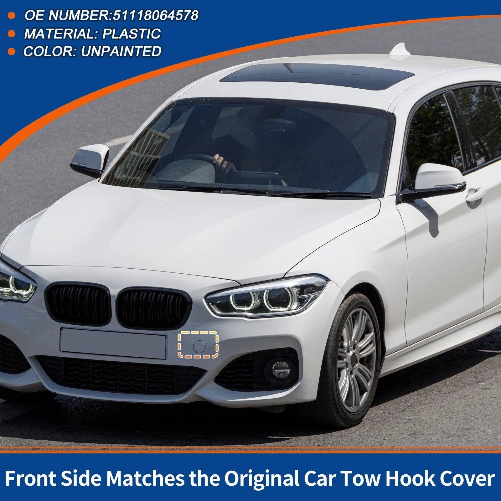Front Tow Hook Cover for BMW 1 Series F20 Replacement (2012–2019)