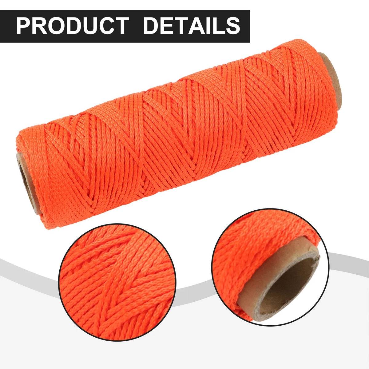 500 Feet Nylon Twine for Construction - Vibrant Fluorescent Orange
