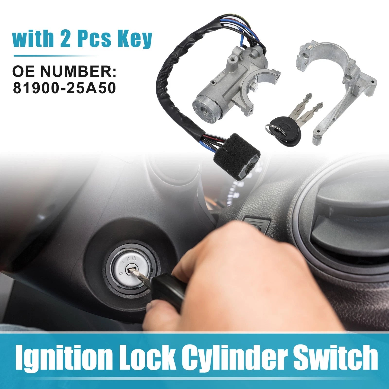 Ignition Lock Cylinder Switch Housing Assembly for Hyundai Accent (1) (1994–2005)
