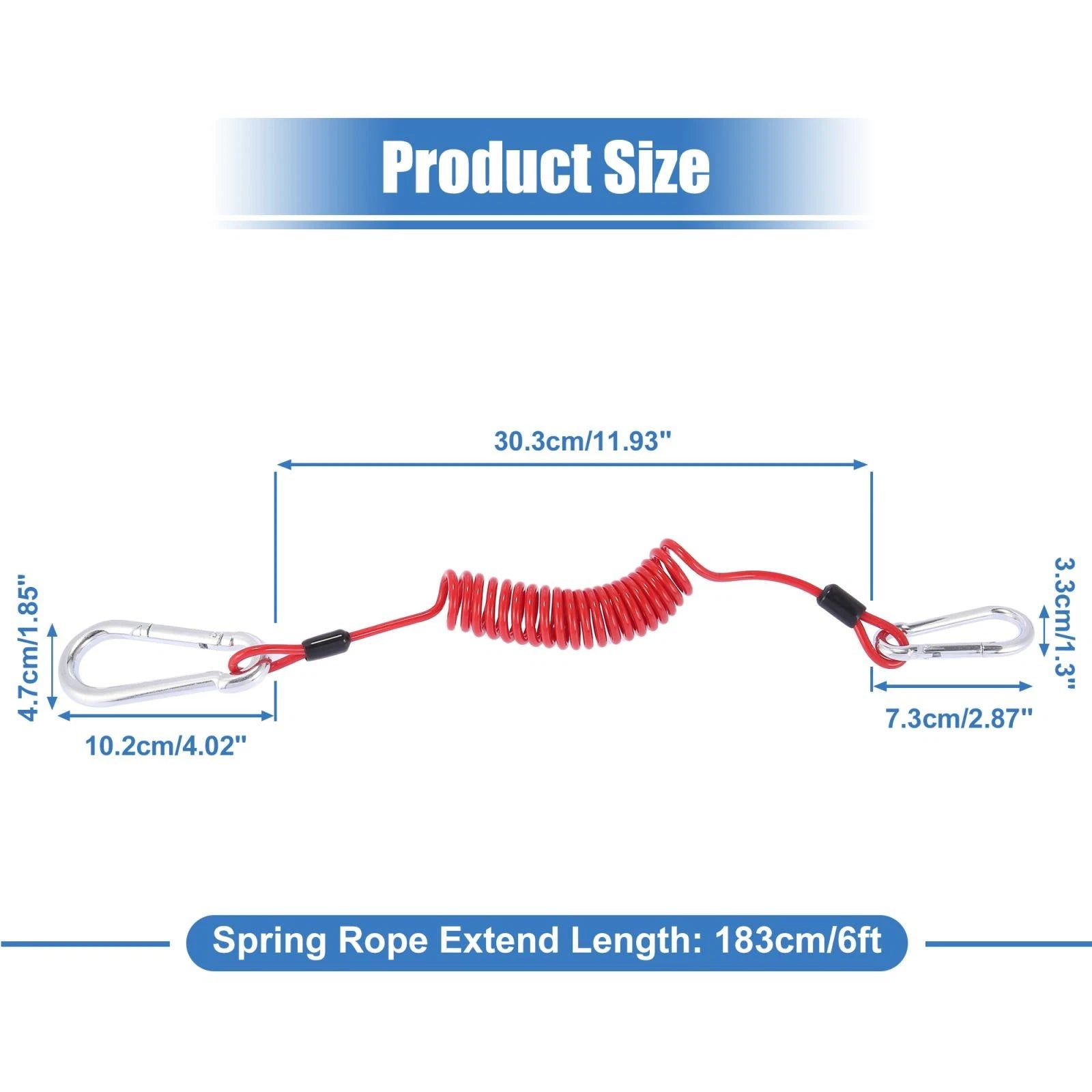 4pc Trailer Breakaway Cable Spring Extension Towing Wire for RV Trailer (6ft) (OEM Replacement)