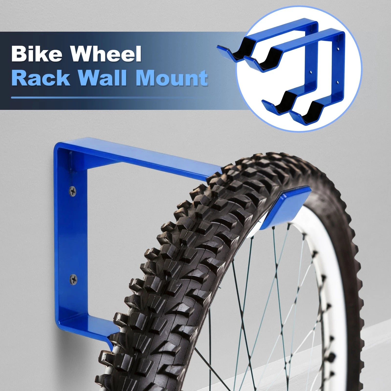 2 Bike Wheel Rack Wall Mount for Universal Fit (Fits Most Vehicles)