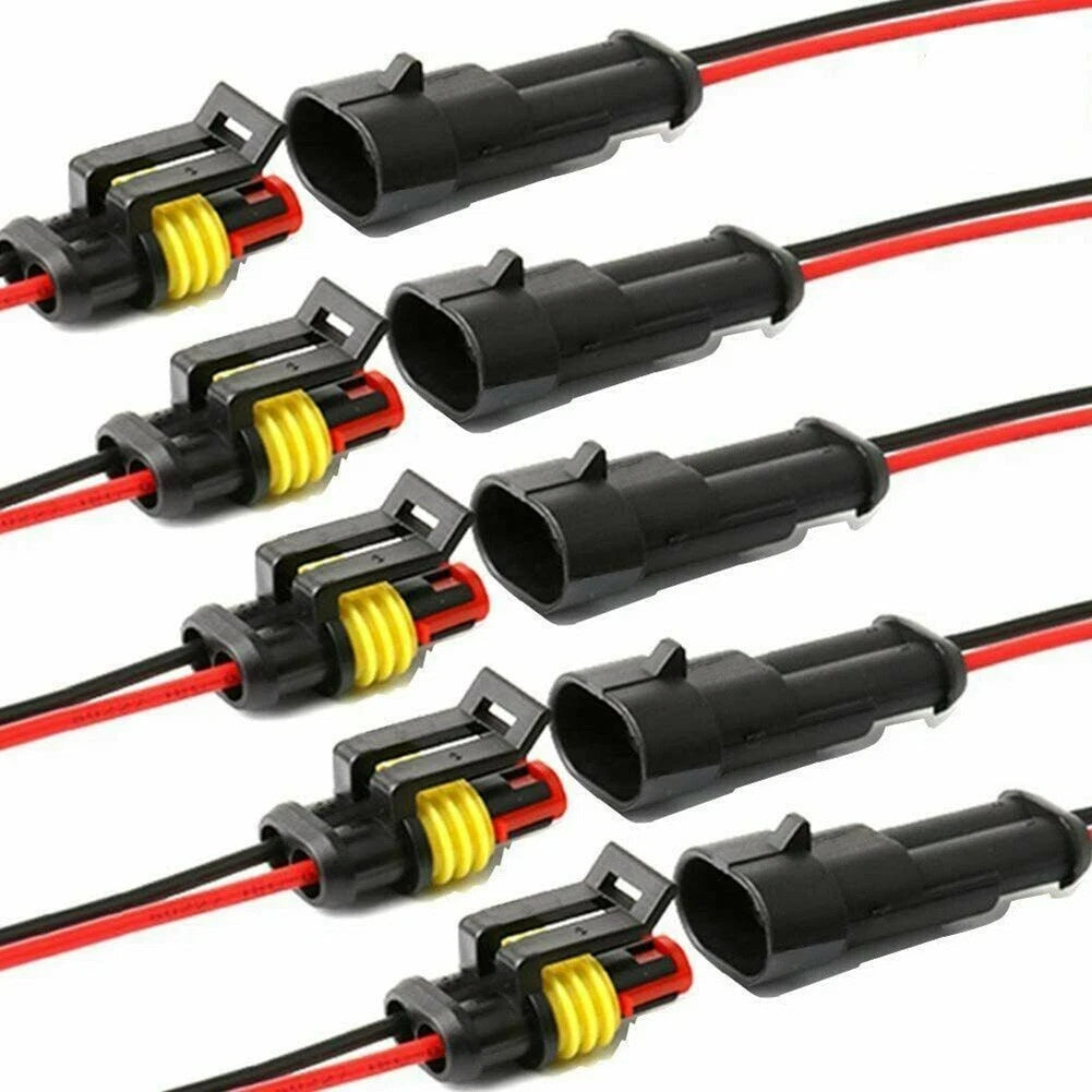Set of 10 Wire Connector Plugs 12V 2Pin Amp/Tyco Male Housing