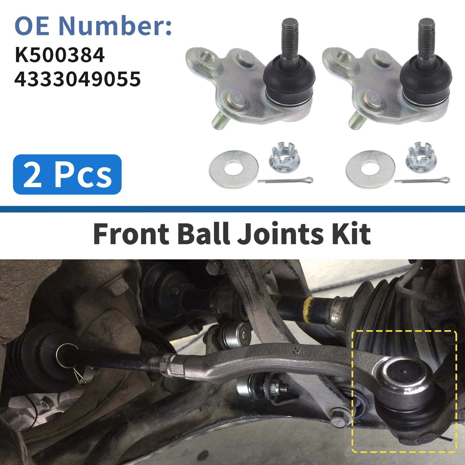 2 Pcs Front Lower Ball Joints Replacement for Toyota Prius (2004–2009)