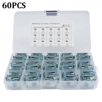 60 Pcs M8 Manganese Steel U Clips U Nut Fasteners for Car SUV