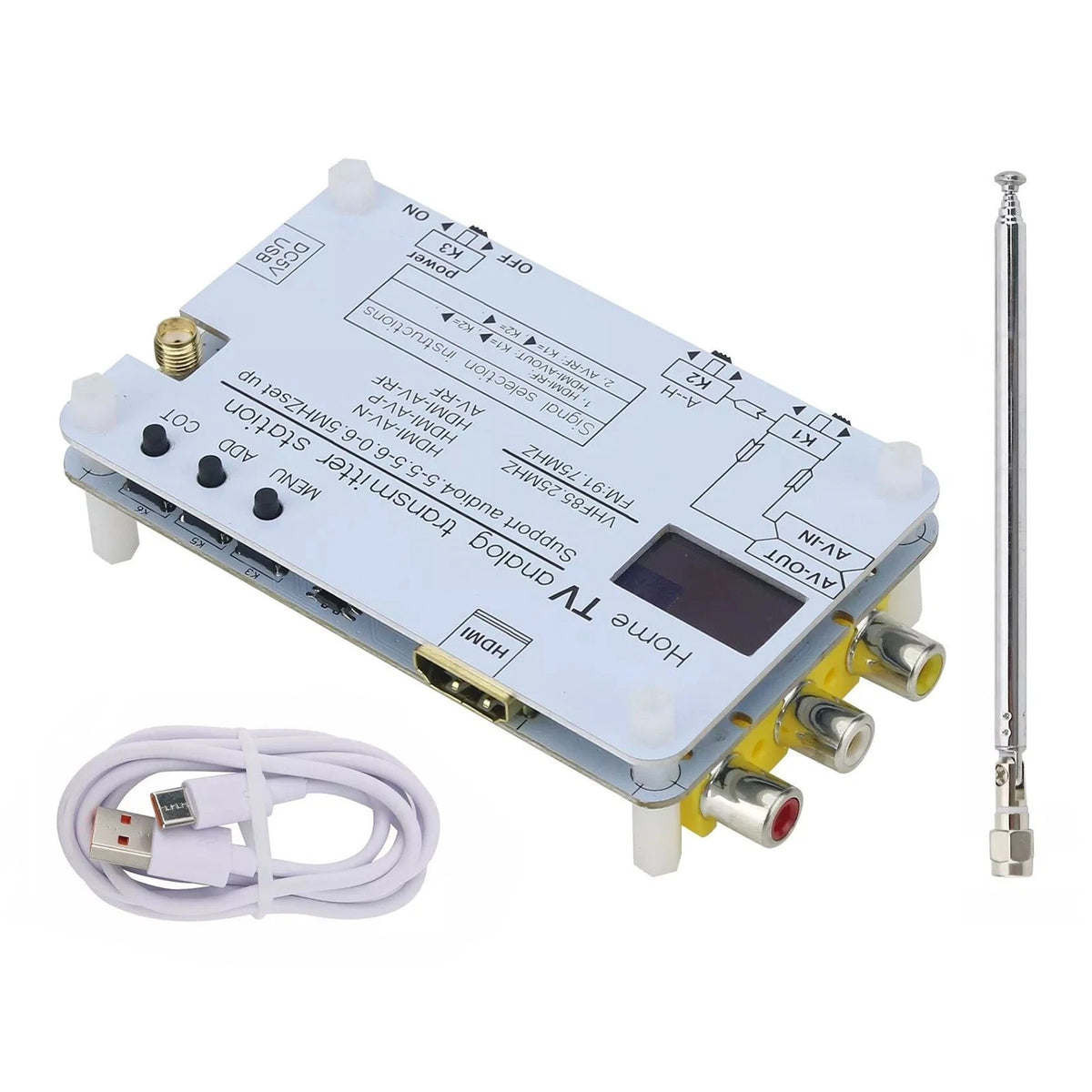 Aluminum Analog TV Signal Transmitter with Antenna for Home Use