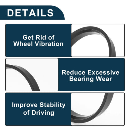 Set of 4 Wheel Hub Centric Rings 69.6mm to 64.1mm Black Polycarbonate