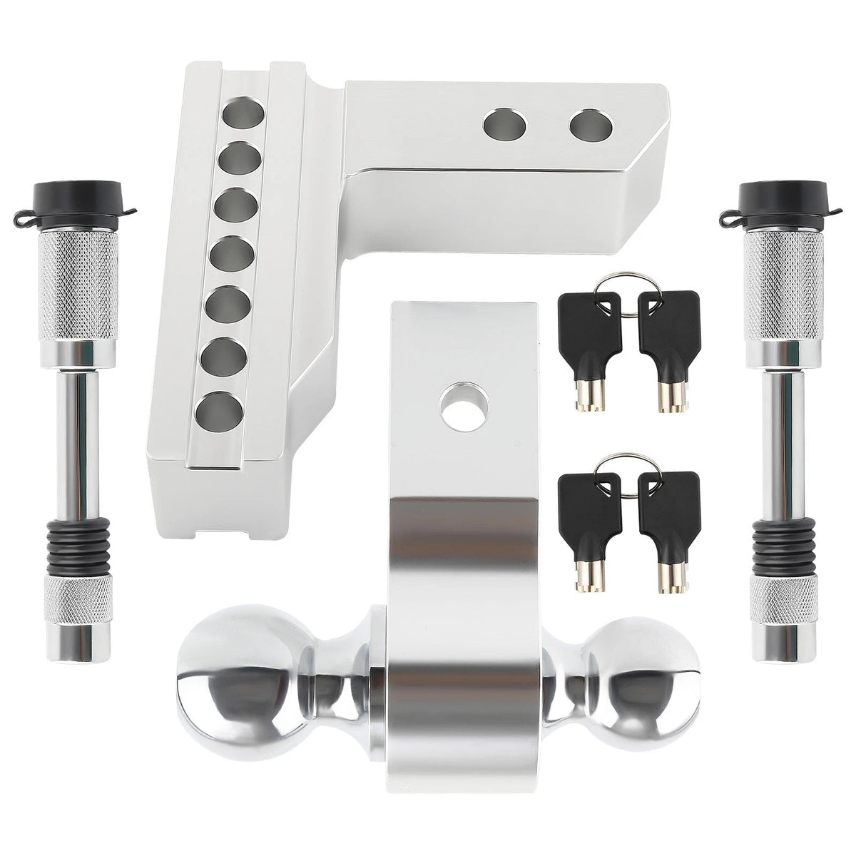 Dual Ball 6in Drop Adjustable Trailer Tow for 2" Receiver (2010–2023)