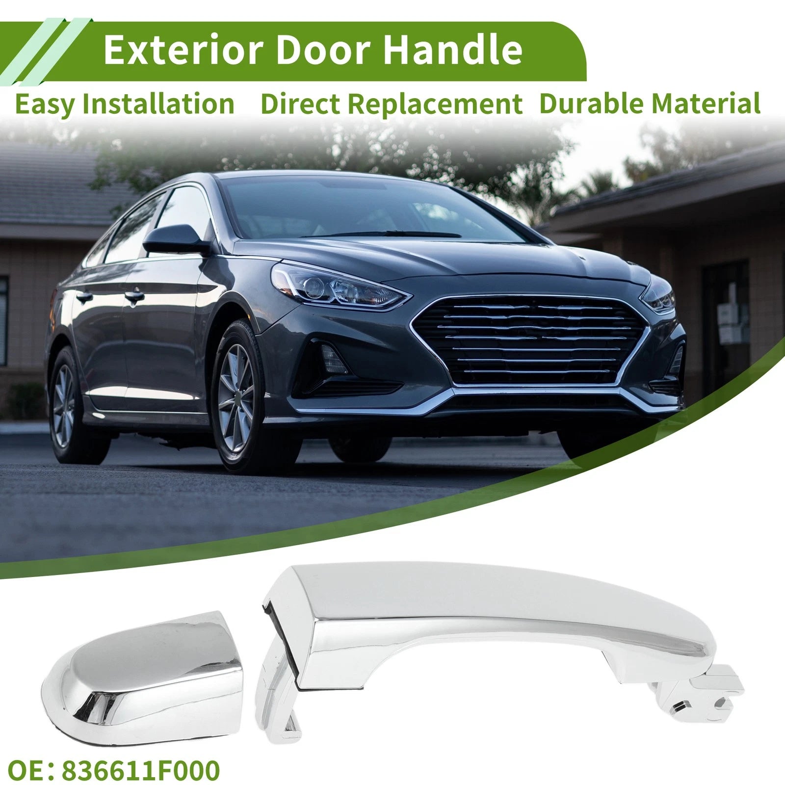 Exterior Door Handle Replacement Rear Right for Hyundai Kia Silver Tone (2011–2015)