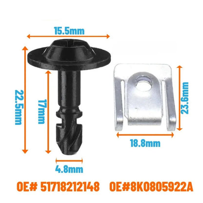 10X Engine Guard Screw & Clip Nut Set 51718212148, 8K0805922A for BMW X5 X6 (2000–2023)