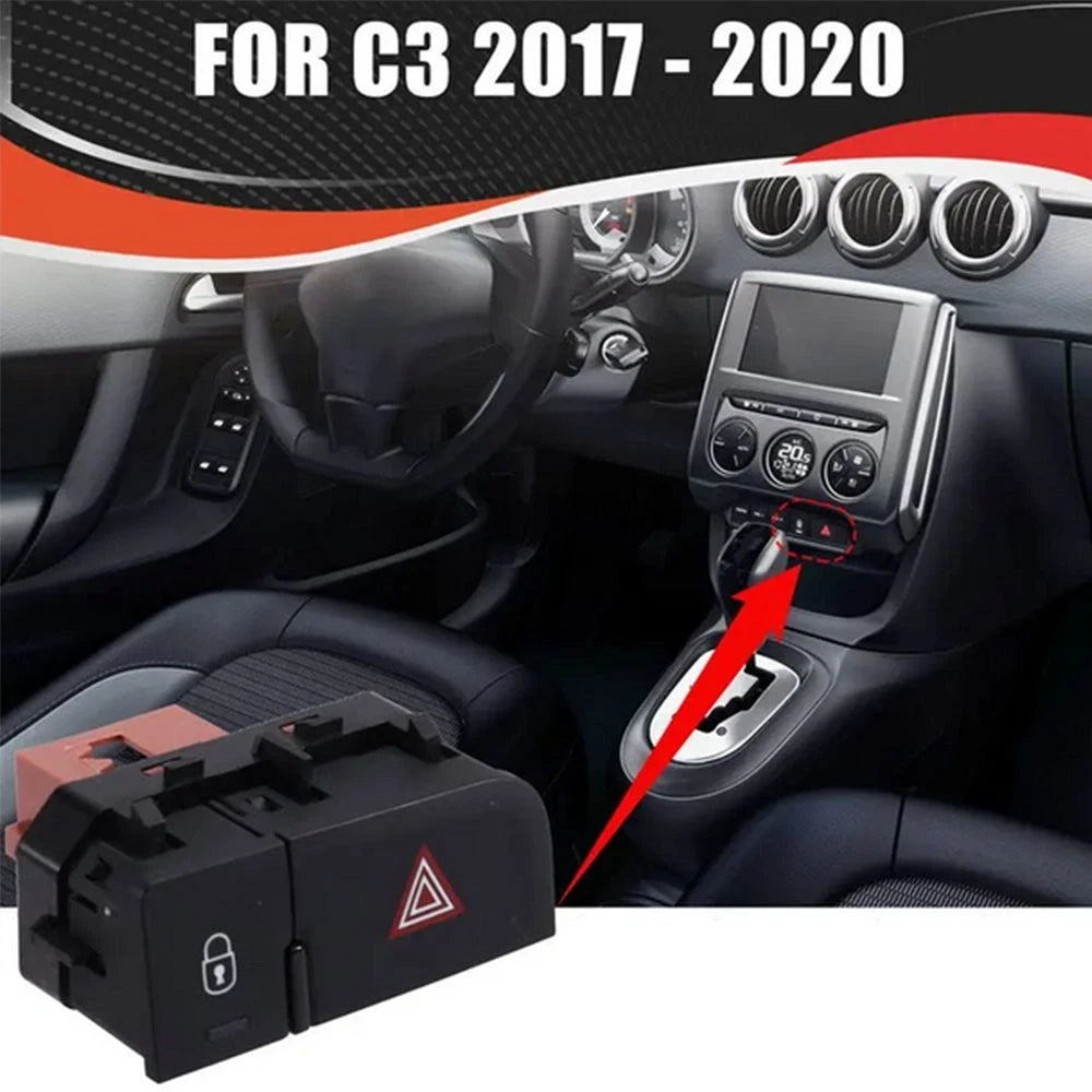 Emergency Hazard Lockout Switch Button #98154241ZD Fit for Citroen C3 2017-2020