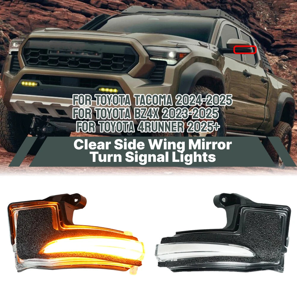 Clear LED Side Mirror Turn Signal Light for Toyota Tacoma (2024+) 4Runner (2025+)