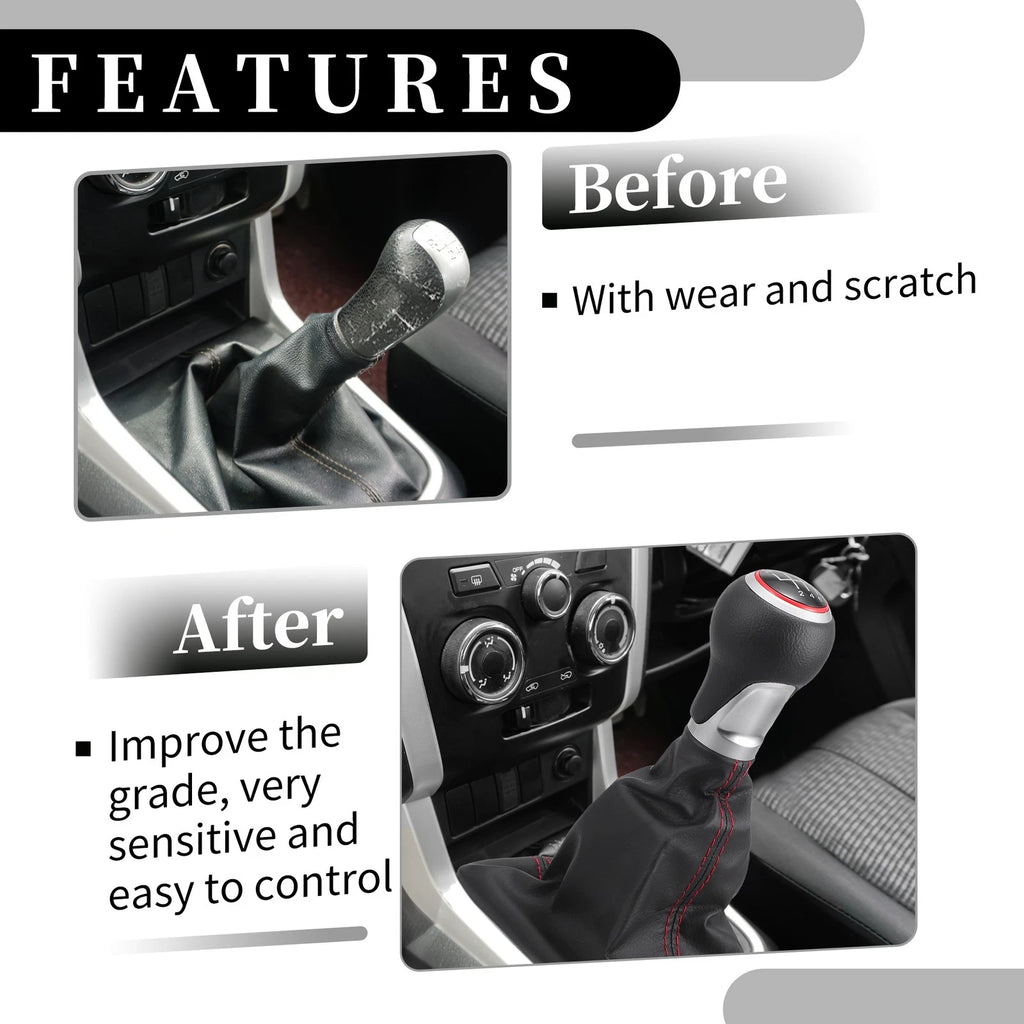 6 Speed Manual Shift Knob with Boot Cover for Audi A6 (2004–2008)