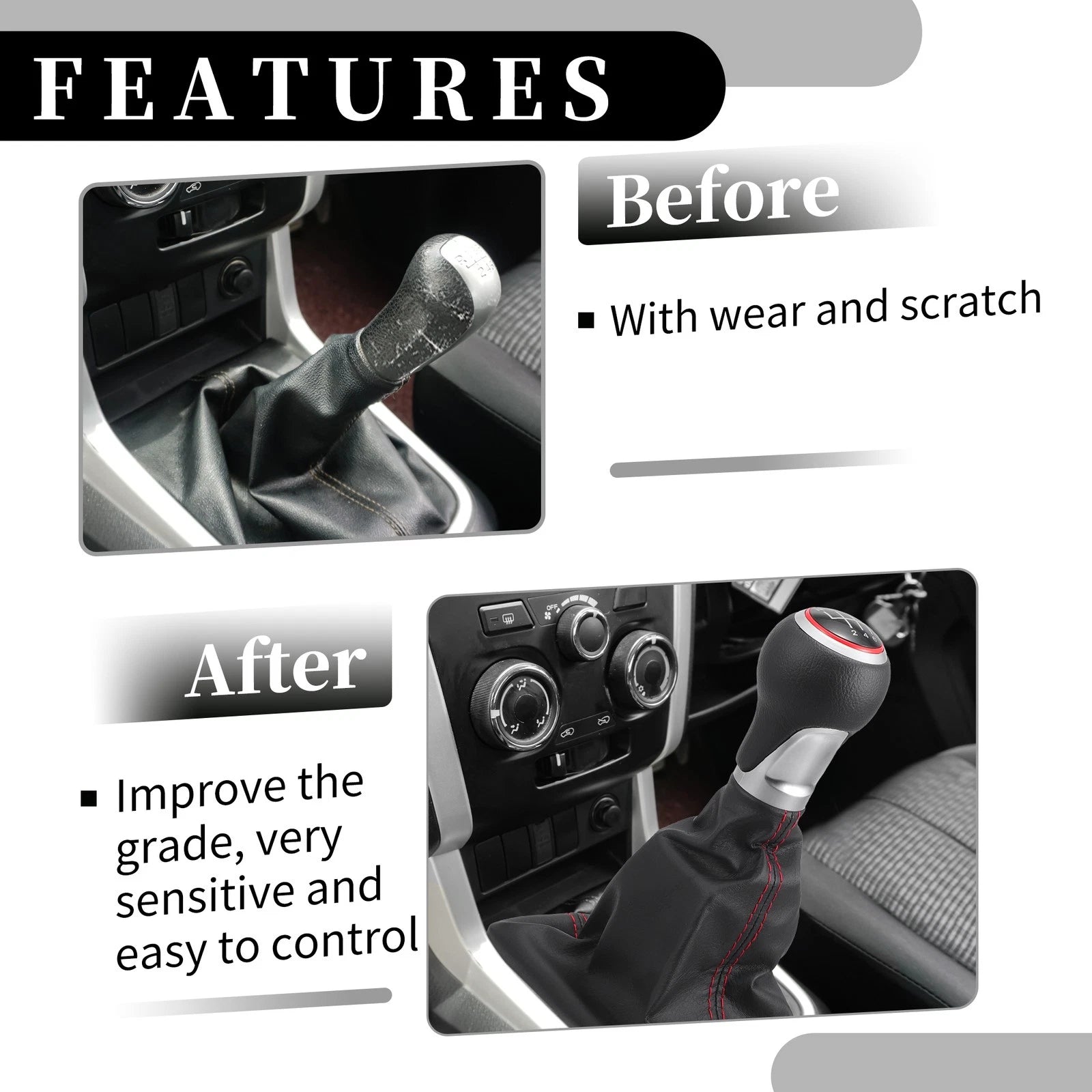 6 Speed Manual Shift Knob with Boot Cover for Audi A6 (2004–2008)