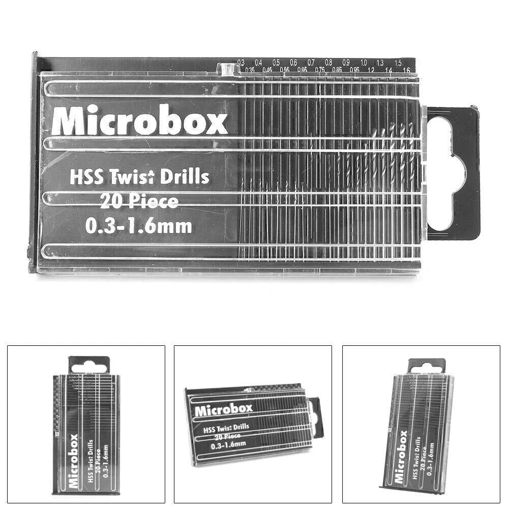 20PC HSS Mini Micro Twist Drill Bit Set (0.3-1.6mm) with Case