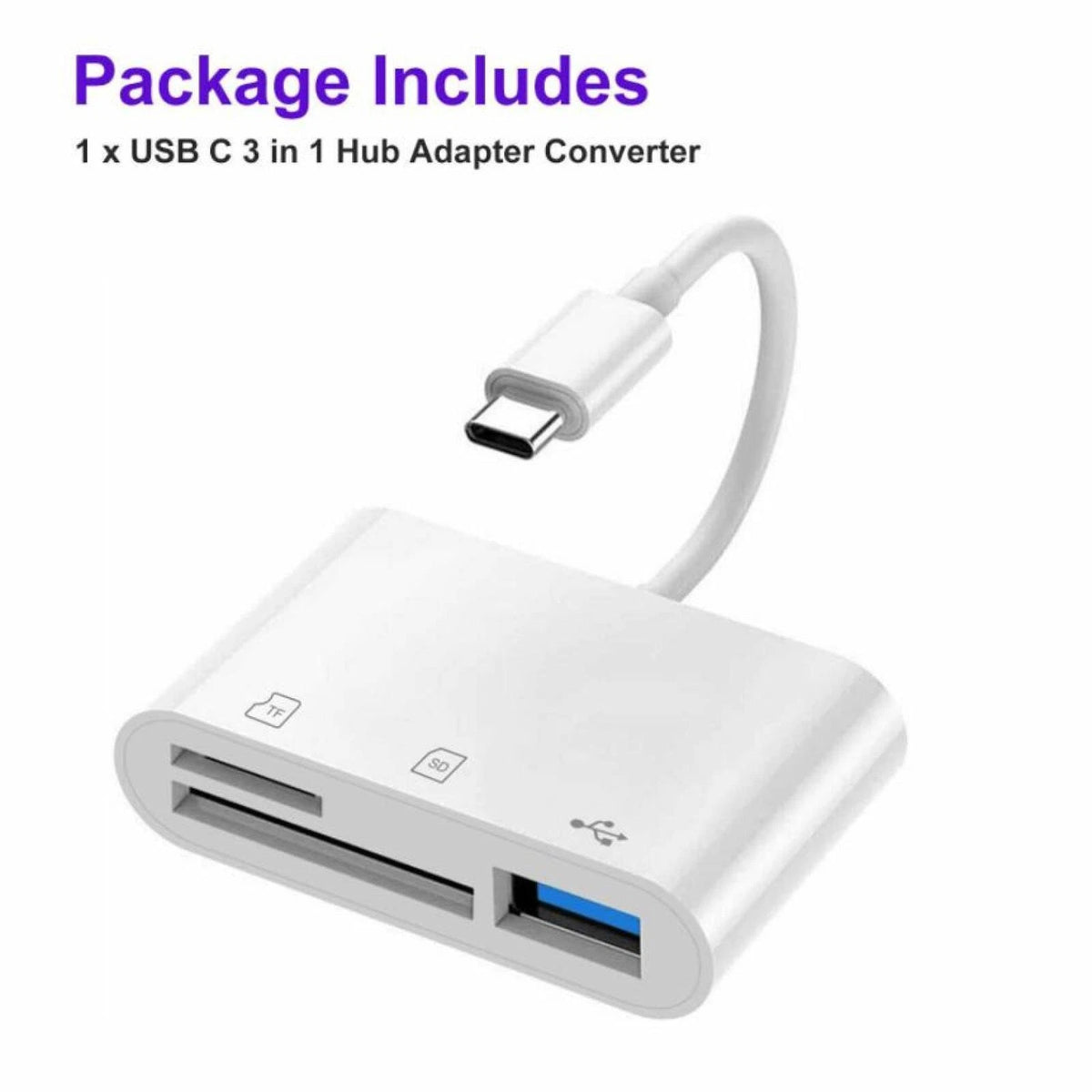 3-Port USB Type C Card Reader Adapter for MacBook Pro (2016–2023)