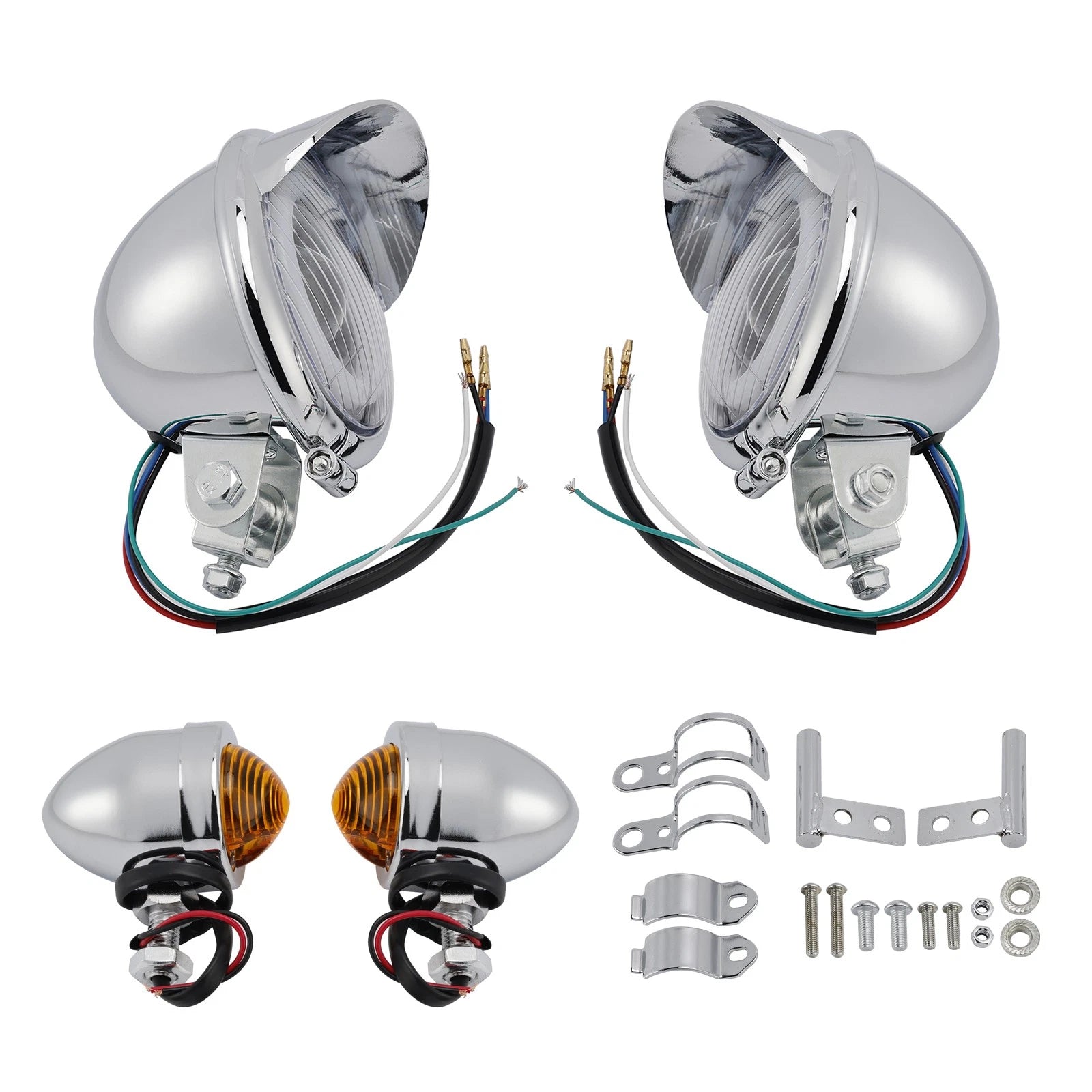 Headlight Lamp Spotlight for Motorcycle (Universal, Chrome)