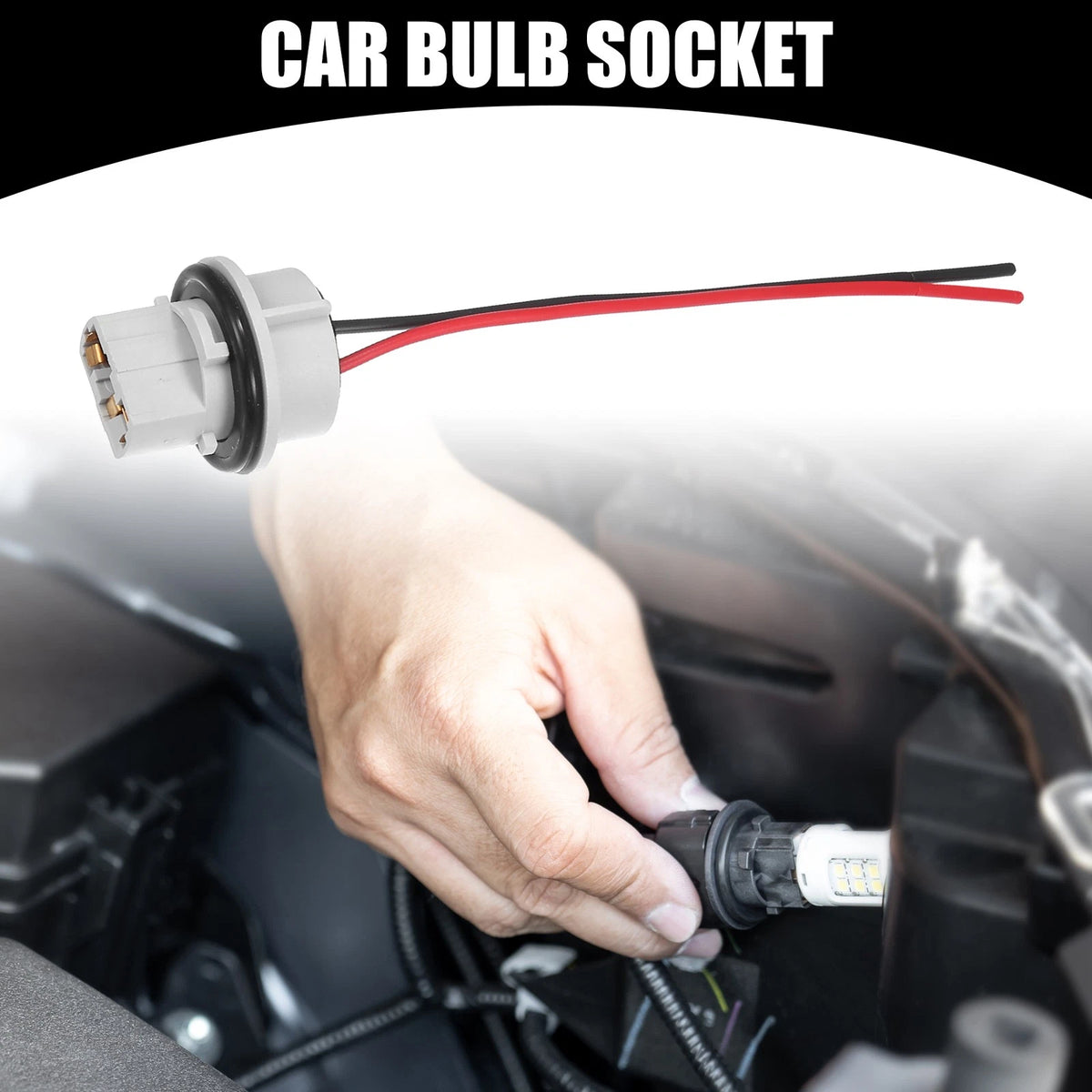 Set of 4 T20 LED Bulb Sockets Wire Harness Connector Pigtail Plug for Vehicles