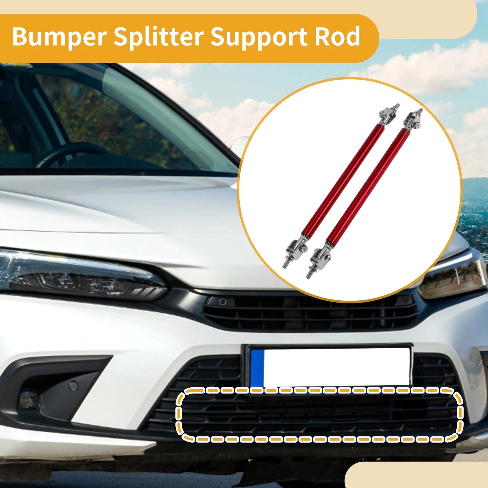 2X Adjustable Front Bumper Lip Splitter Strut Rod Tie for Universal