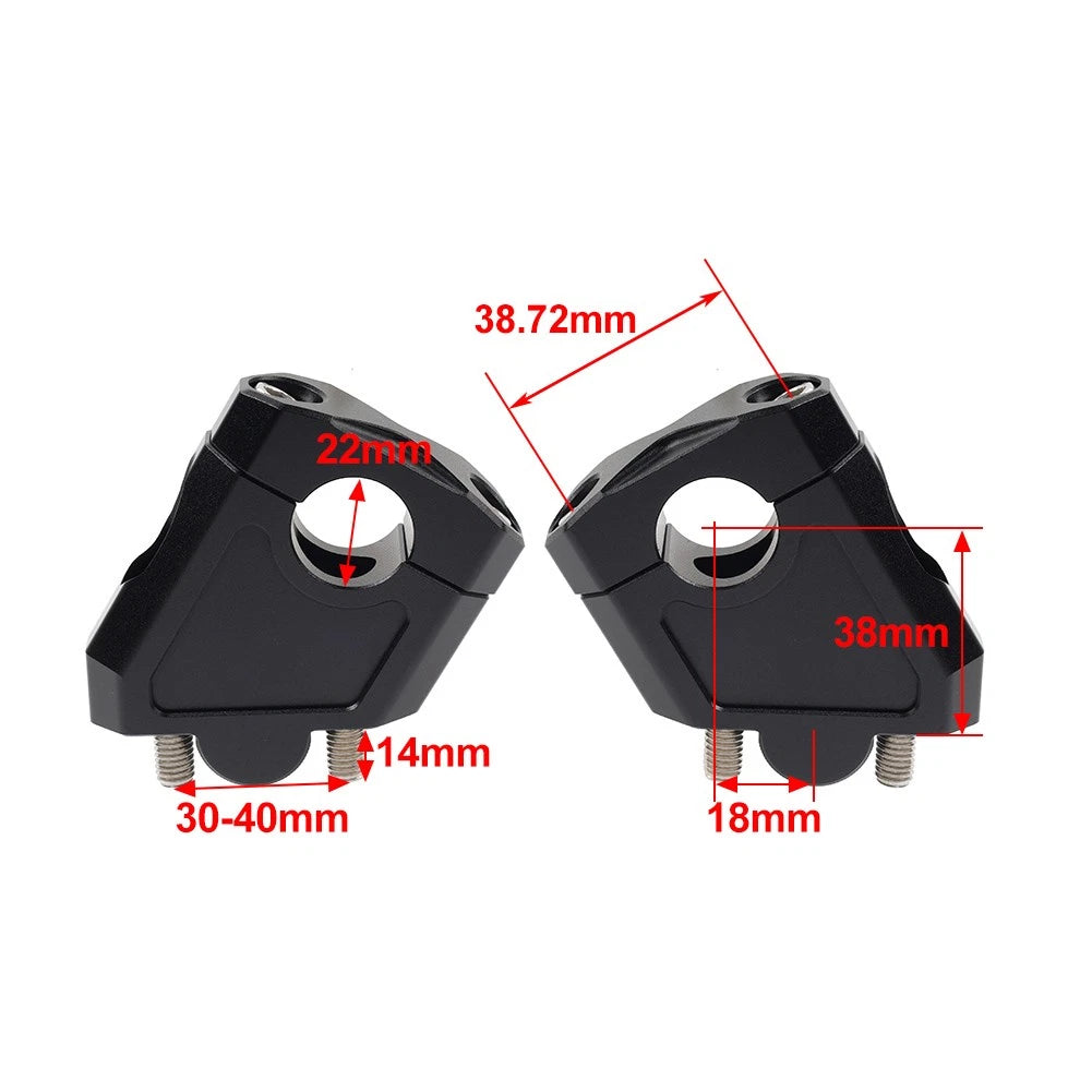 Handlebar Bar Mount Clamp Riser for Honda Suzuki Kawasaki (22mm, Silver)