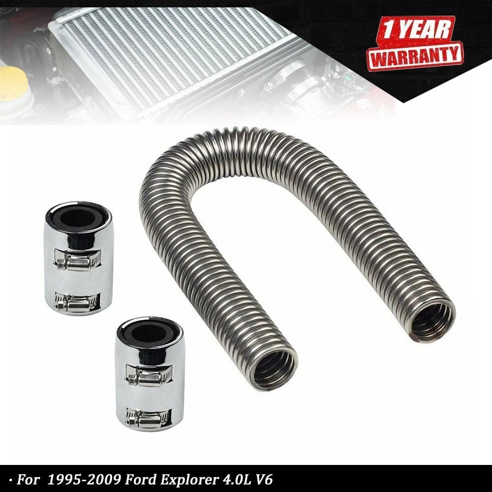 24" Flexible Upper/Lower Radiator Hose Kit for V8 (Chrome Caps)