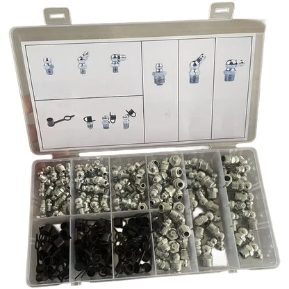 120 Piece SAE Grease Fitting Kit with Straight and Angled Zerk for Auto Repair