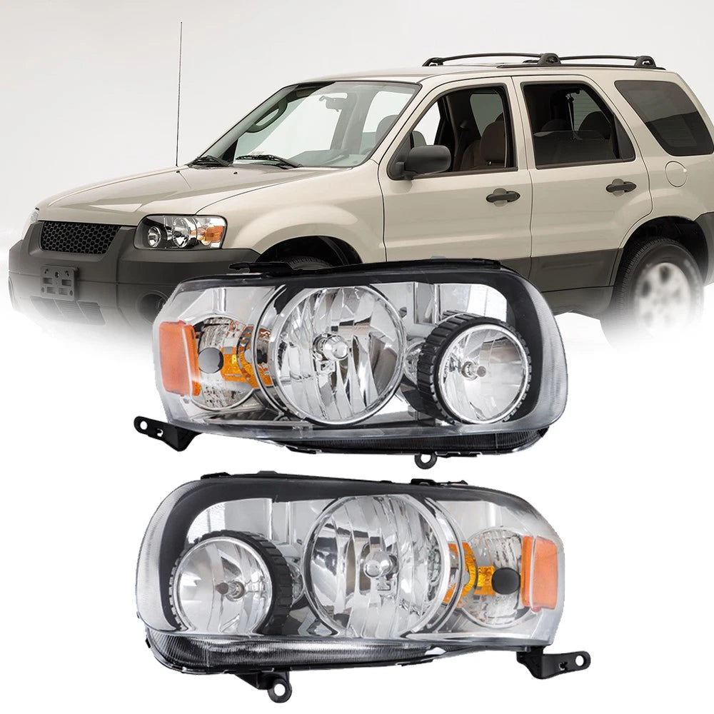 Chrome Headlights for Ford Escape (2005–2007) Halogen Left & Right Side