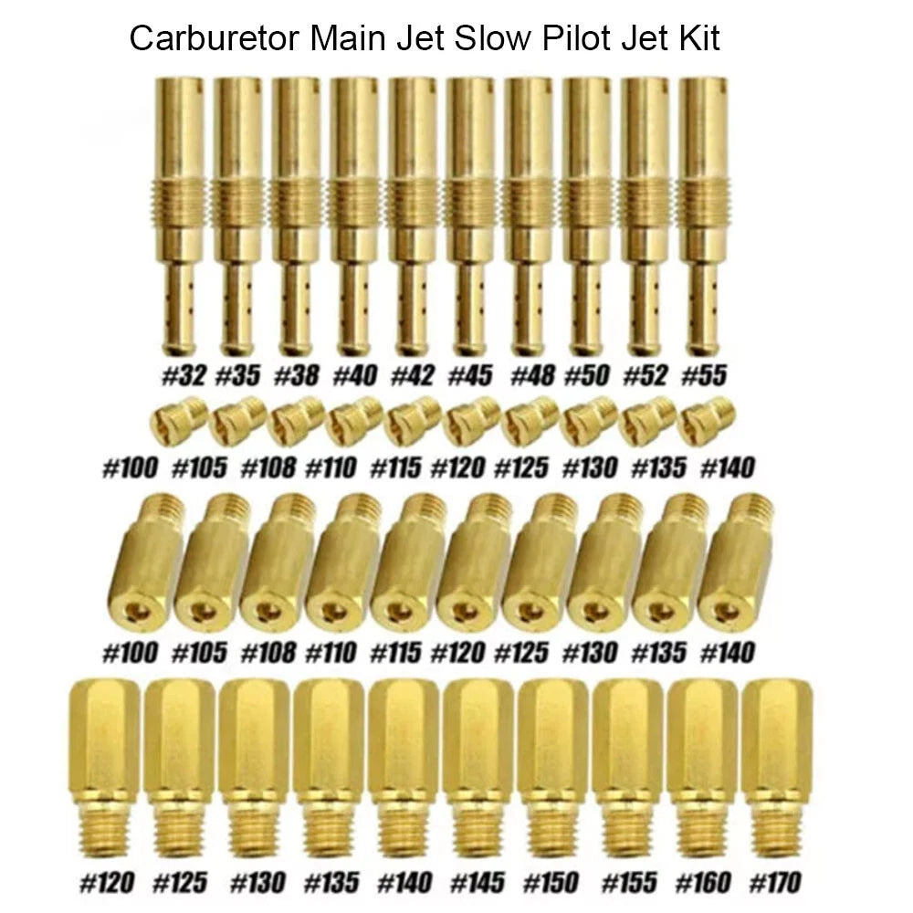 30Pcs Carburetor Main Jet & 10Pcs Slow Jet/Pilot Jet For PWK Keihin OKO CVK Carb