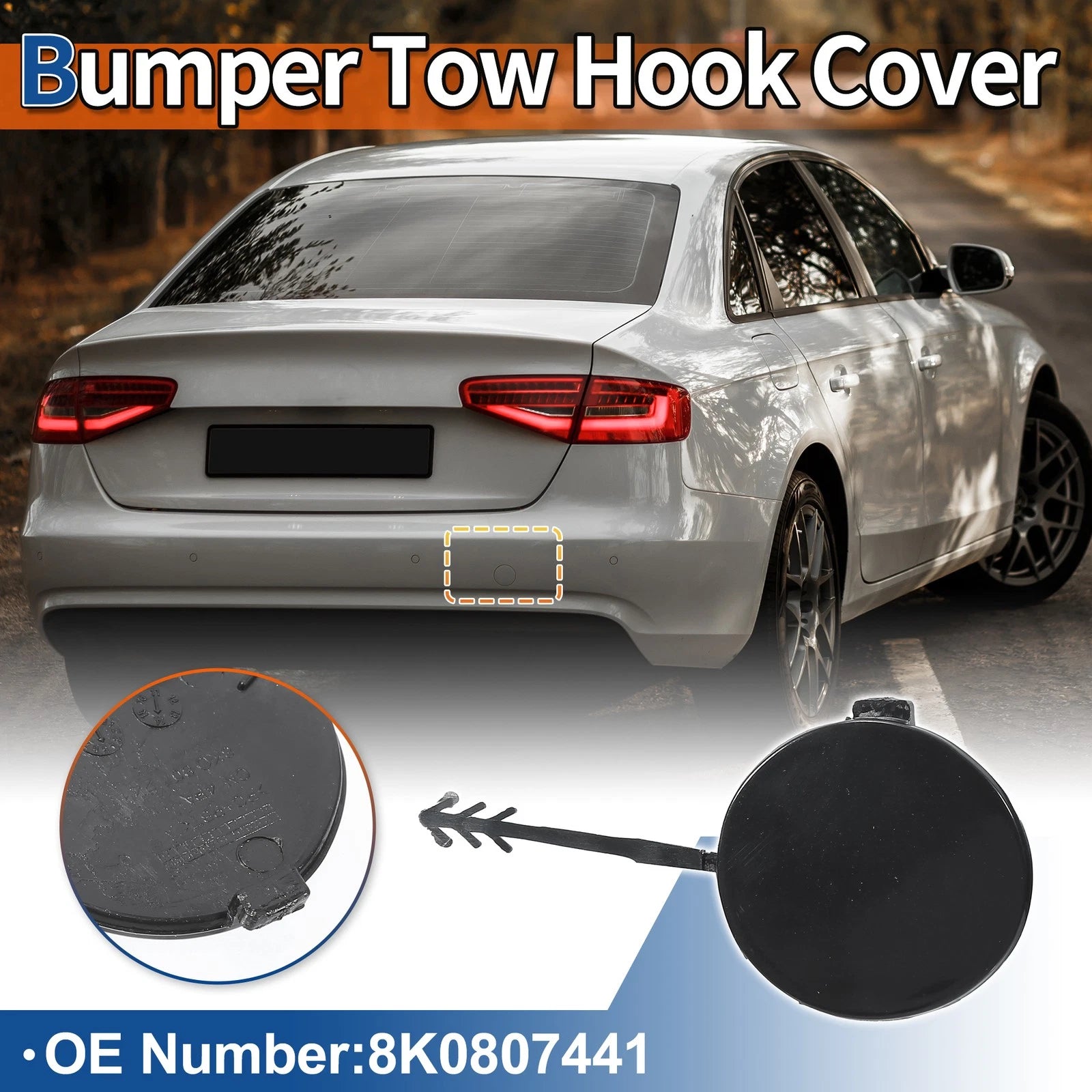 Rear Tow Hook Cover for Audi A4 Avant B8 (2007–2015) Unpainted Replacement