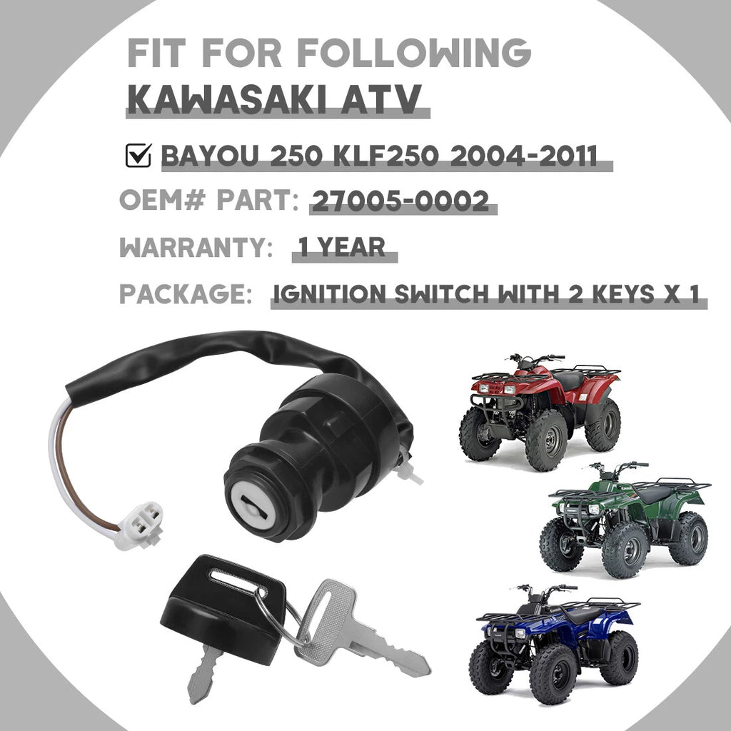 Ignition Key Switch for Kawasaki Bayou 250 KLF250A (2004–2011) 27005-0002
