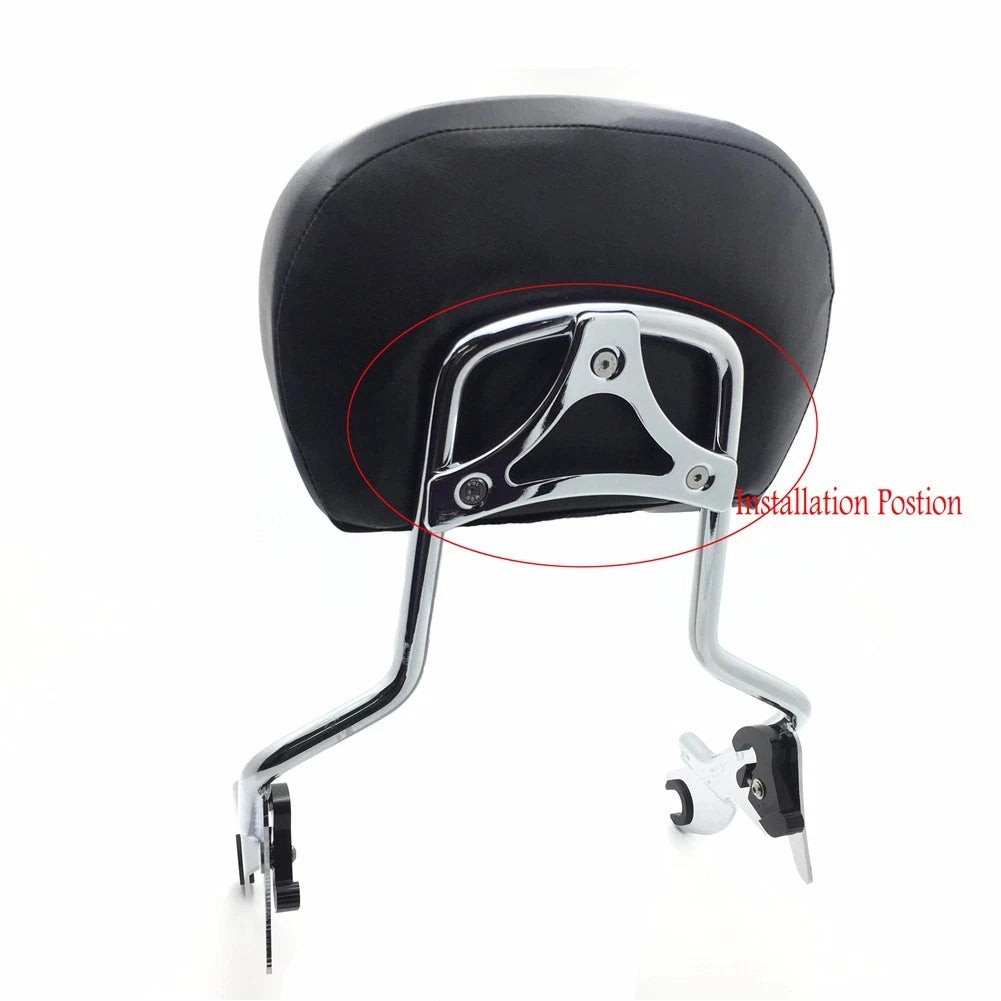 Chrome Sissy Bar Backrest Pad Mount Kit for Harley Touring (2009–2017)