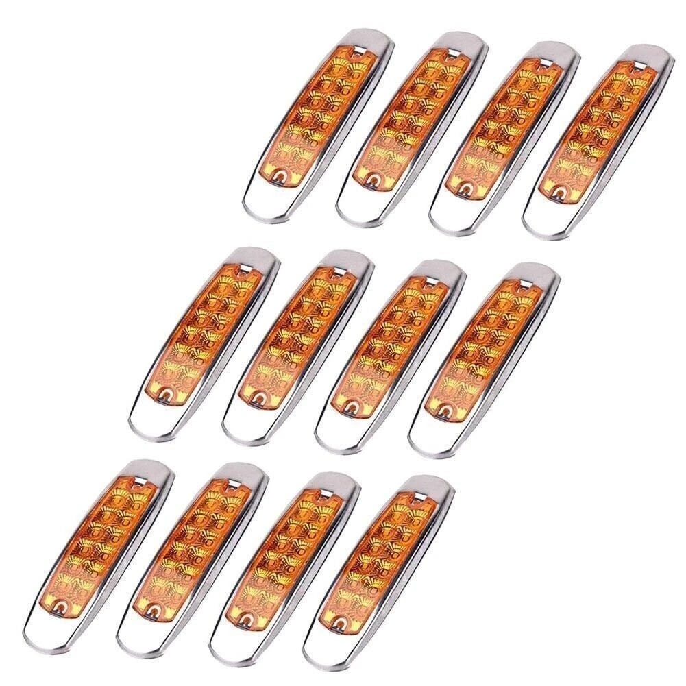 12 LED Side Marker Lamps for Truck Trailer (Amber)