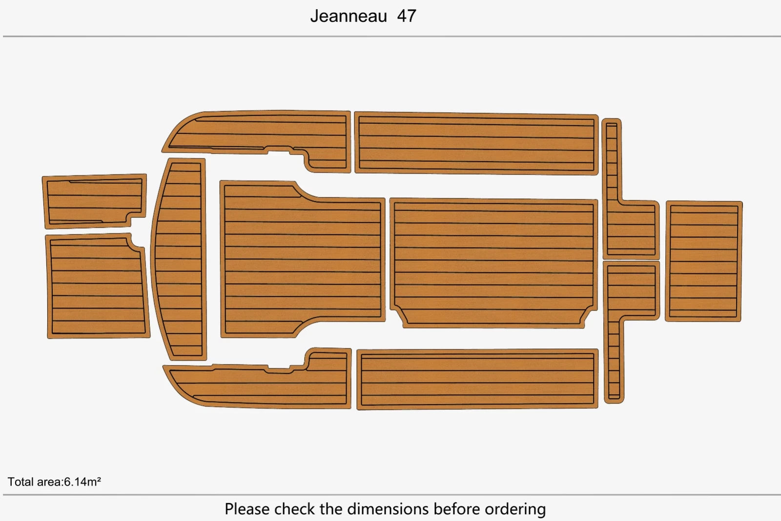 EVA Foam Faux Teak Deck Flooring Mat for Jeanneau 47