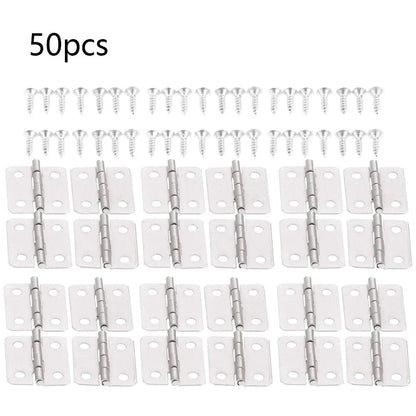 50Pcs Mini Silver Hinges for Wooden Box Toolbox Jewelry Box (18x16mm)