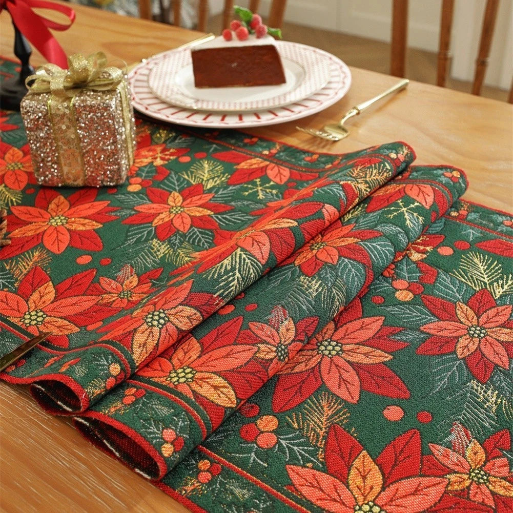 Table 35X220cm Polyester Holiday Theme with Snowman and Fringe