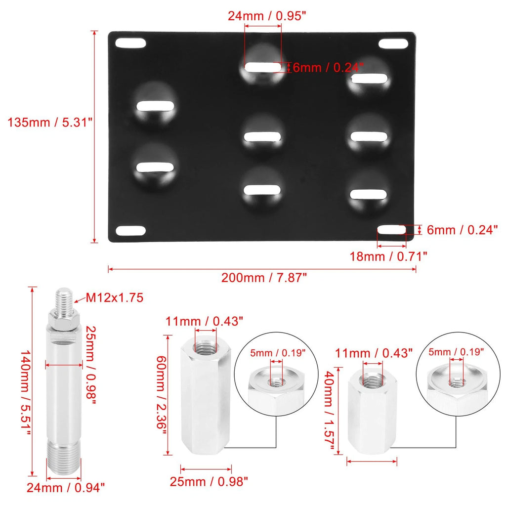 Front Bumper Tow Hook License Plate Bracket Holder Set for Toyota Yaris (2006–2017)