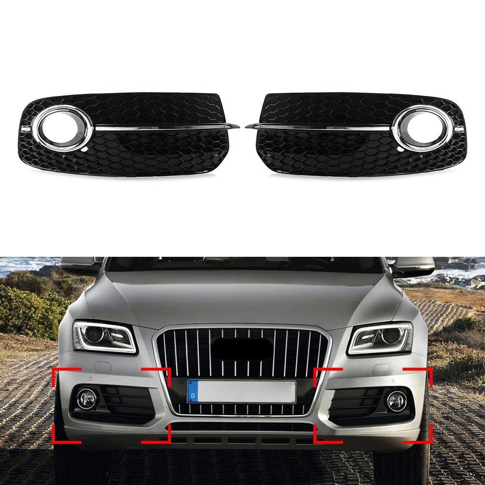 Pair Front Bumper Fog Light Grille Upgrade for Audi Q5 (2013–2017)