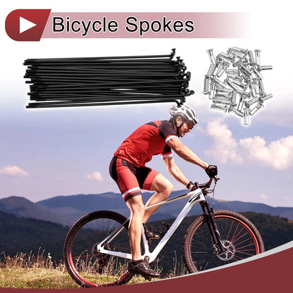 Bicycle Spokes Set 130mm Carbon Steel Black for 13G Bike Wheels (38-Pack)