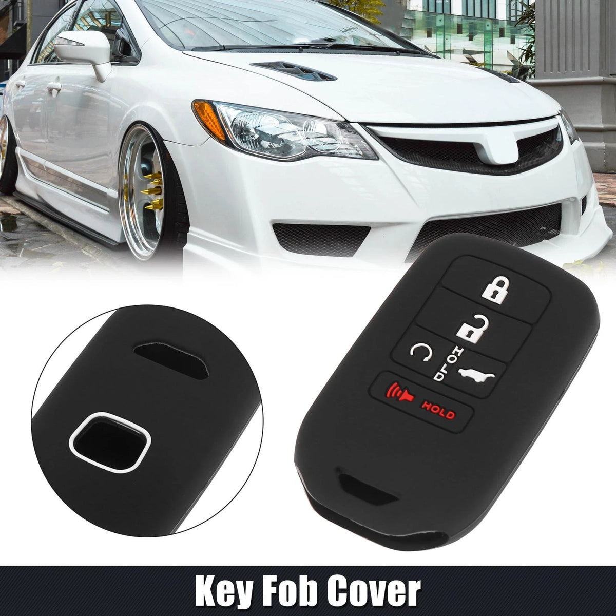 Car Key Fob Cover 5 Button Protective Case for Honda Accord Civic CR-V (2018–2022)