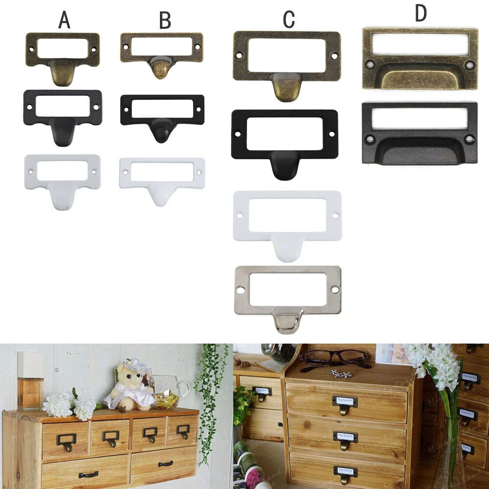 Set of 6 Drawer Label Pull Handles for Cabinets
