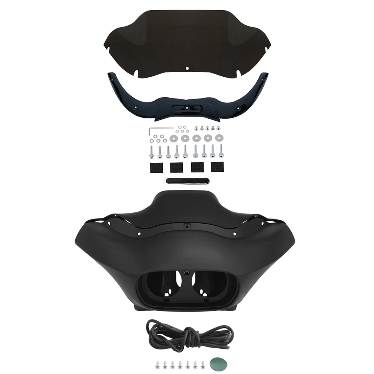 Black Inner Outer Fairings Windshield Trims for Harley Road Glide (1998–2013)
