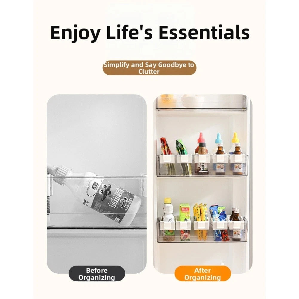 10X Plastic Storage Boxes for Refrigerator Side Door - Expandable Sorting Set