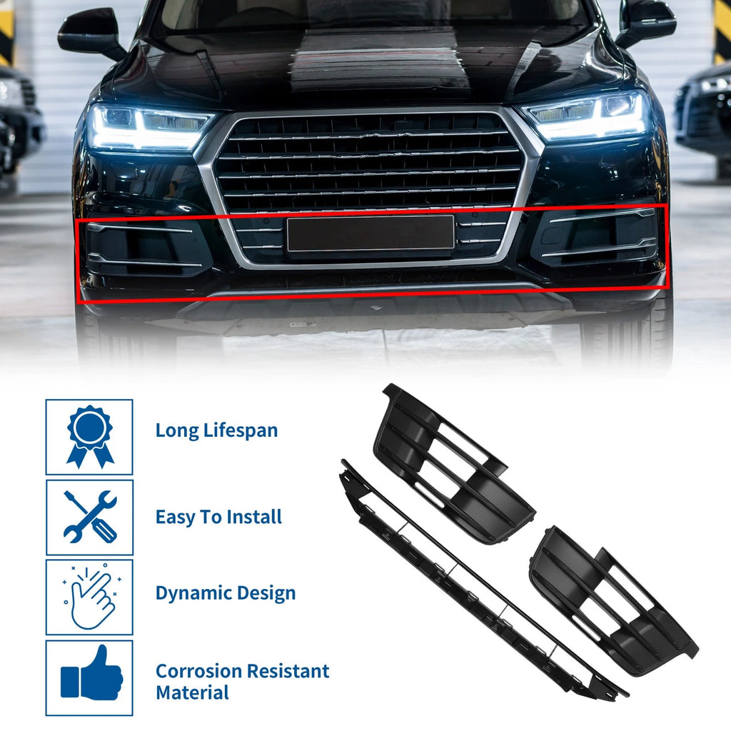 Front Lower Bumper Grille Grill Set for Audi Q7 (2016–2019) Sport Style